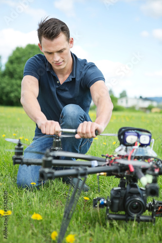 Engineer Fixing Propeller Of UAV Drone