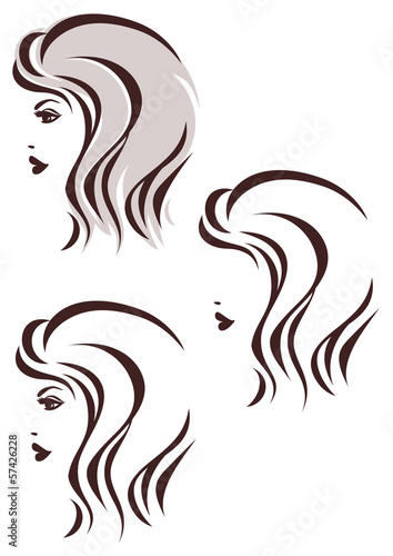 Hair stile icon, woman's face, profile