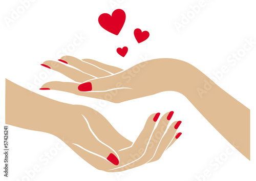Women's hands with hearts