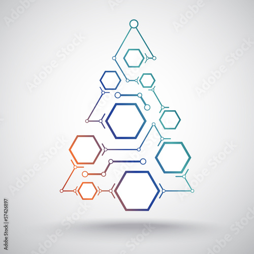 Christmas tree hexagonal cells gradient