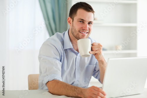 Businessman enjoying a cup of coffee