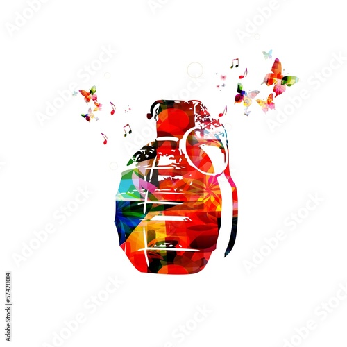 Colorful vector grenade background with butterflies
