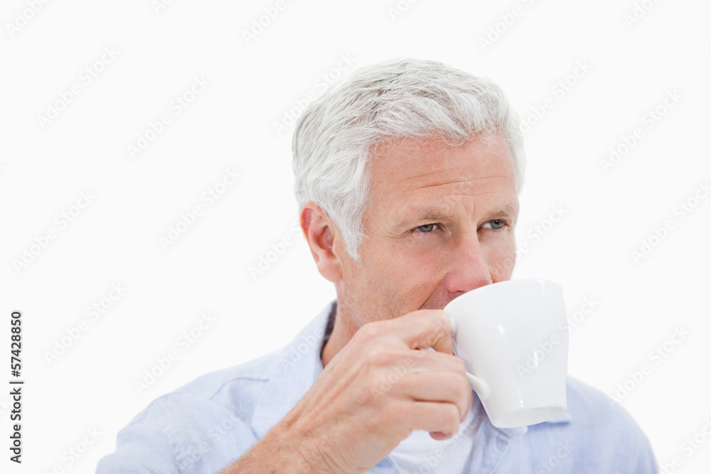 Mature man drinking coffee Mature man drinking coffee