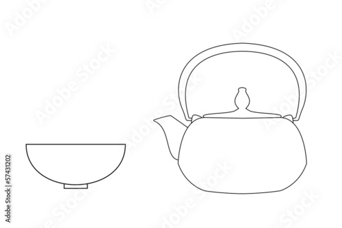 Tea set outlines vector