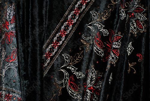 black embroidered velvet