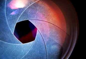 lens of the photo on black background
