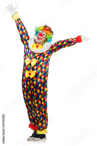 Cuadro en lienzo Funny clown isolated on white