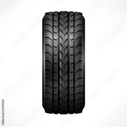 Black rubber tire on white background, vector illustration