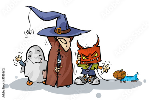 Funny Halloween disguised kids.