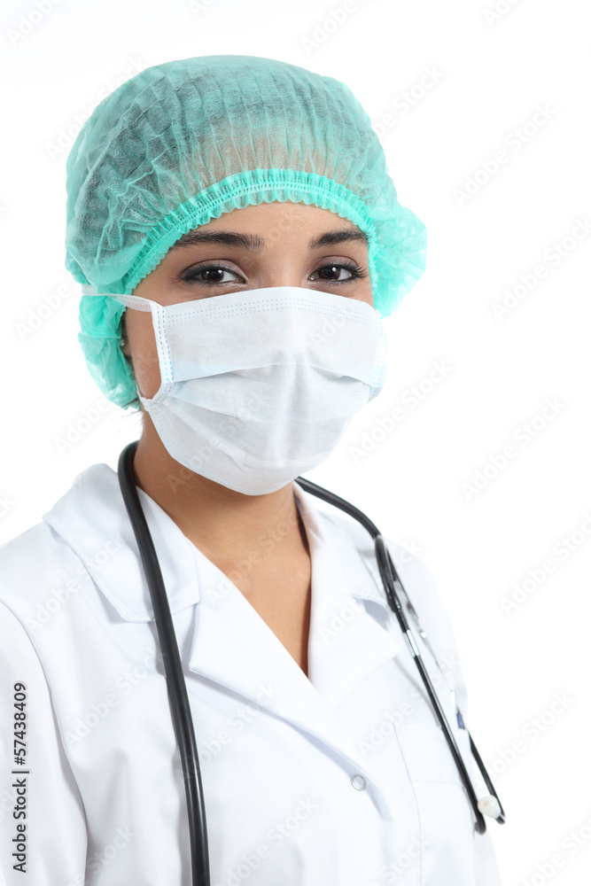 Female doctor with a surgical mask Female doctor with a surgical mask