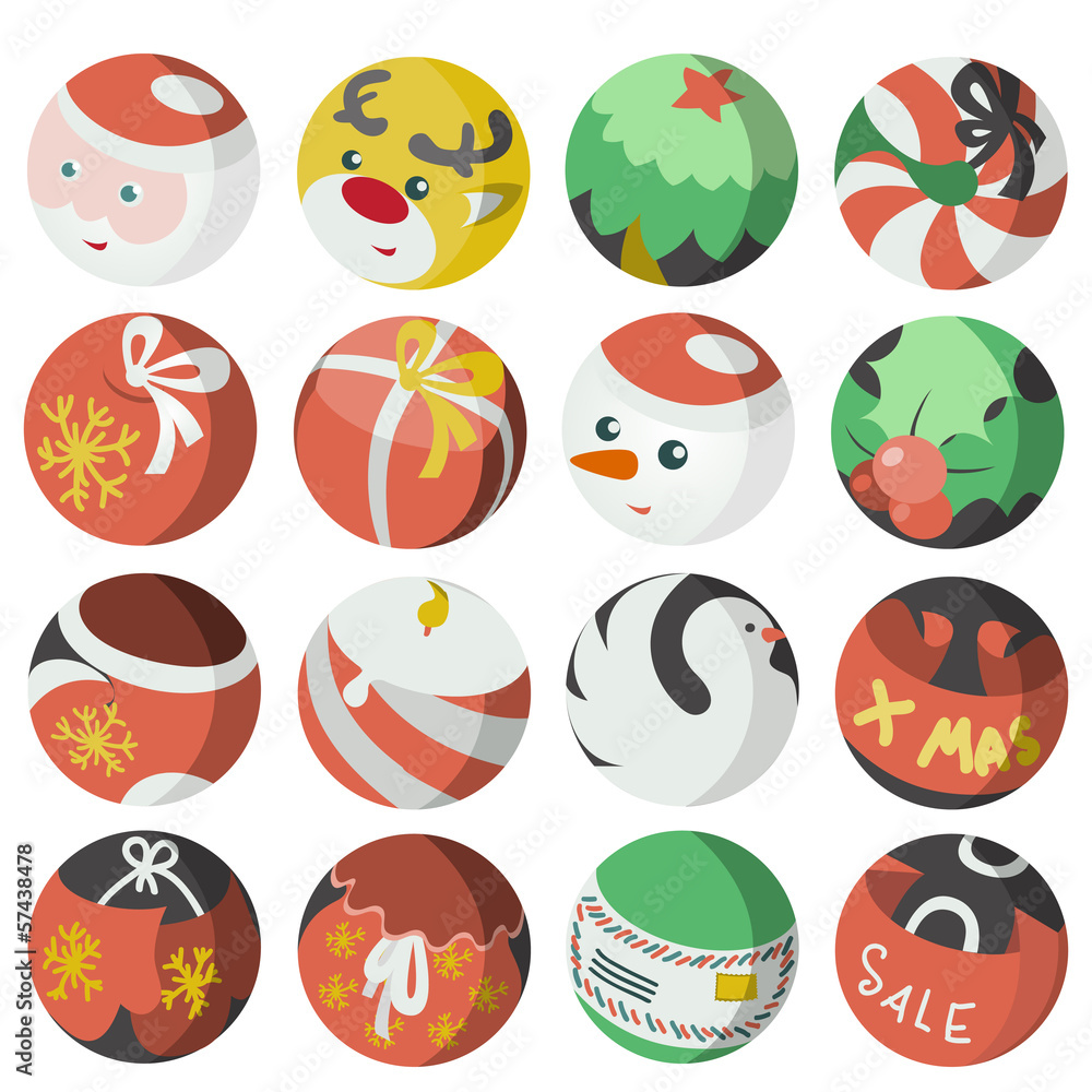 flat christmas icons objects collection flat christmas icons objects collection