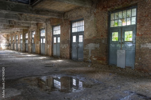 Abandoned hall with doors