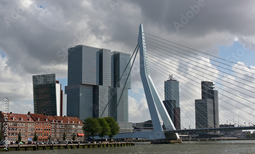 Erasmus bridge and skyscrapers of Rotterdam