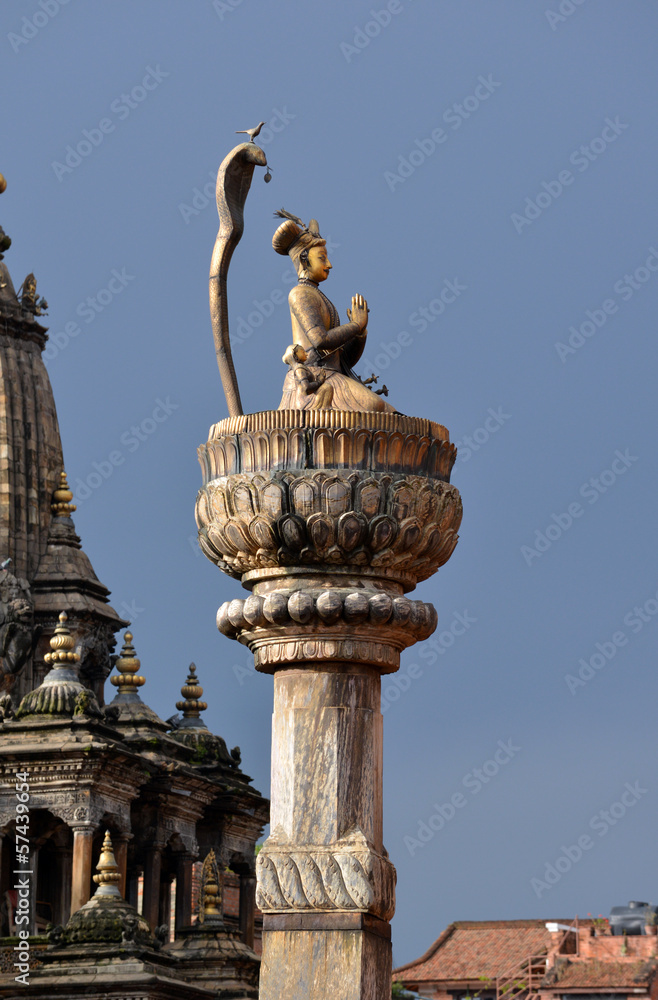 King Yoganarendra Malla bronze statue. Patan, Nepal