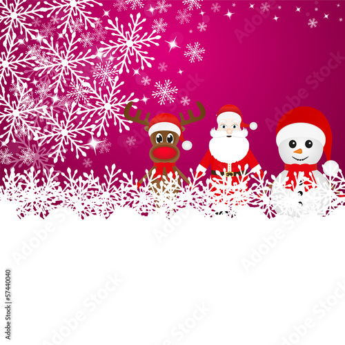 Christmas reindeer, snowman and Santa Claus in a forest