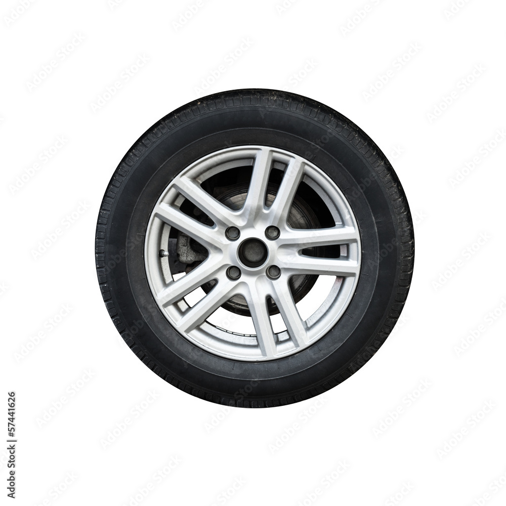 Photo of usual automotive wheel isolated on white