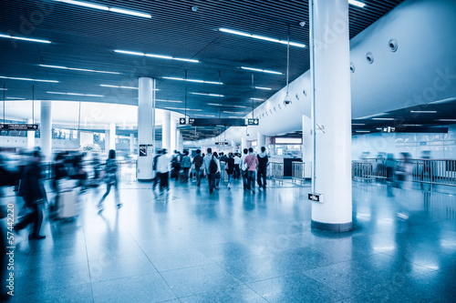 Photography passengers motion blur in subway station