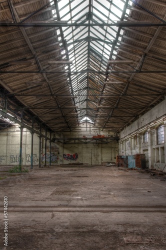 Long windows in abandoned hall
