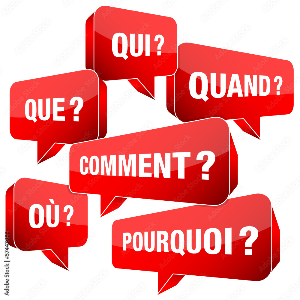 Speechbubbles Questions France Red - obrazy, fototapety, plakaty 