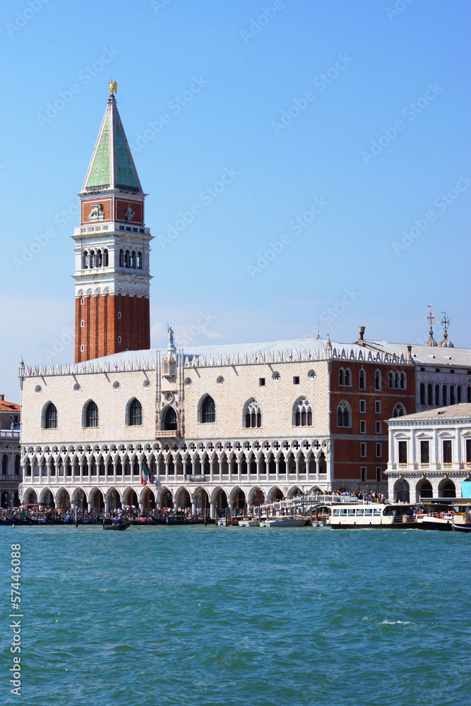 Campanile and Doge's palace on Saint Marco square, Venice, Italy