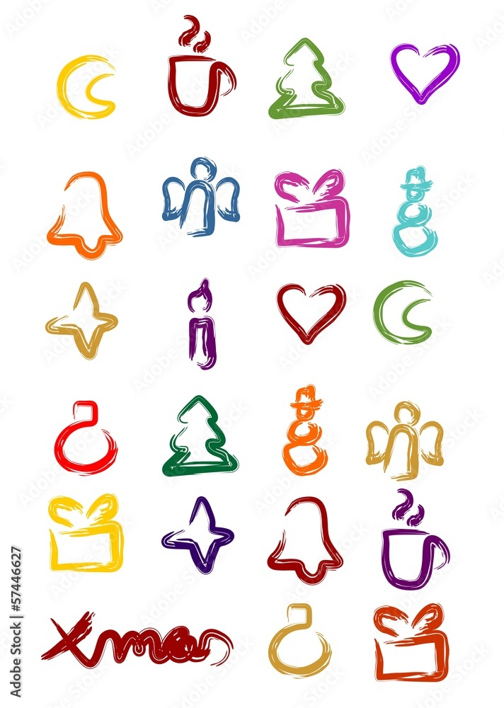bunte weihnachtliche Symbole Stock Vector Adobe Stock