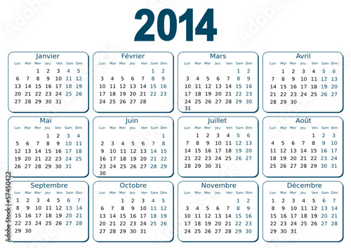 Calendrier 2014 – Police vectorisée