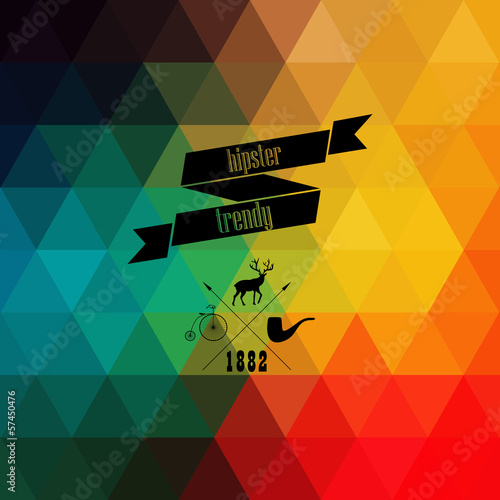 Vector retro supply on hipster background made of triangles. Ret
