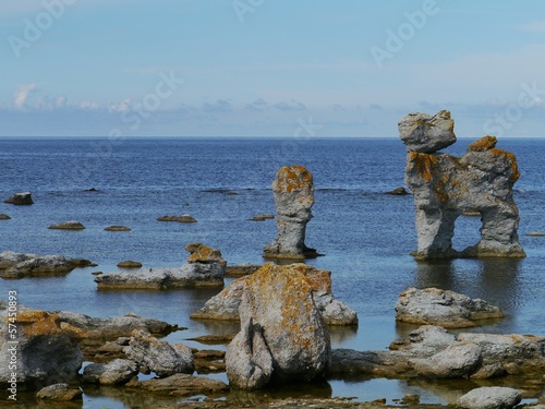 Raukars at the coast of the island Faro