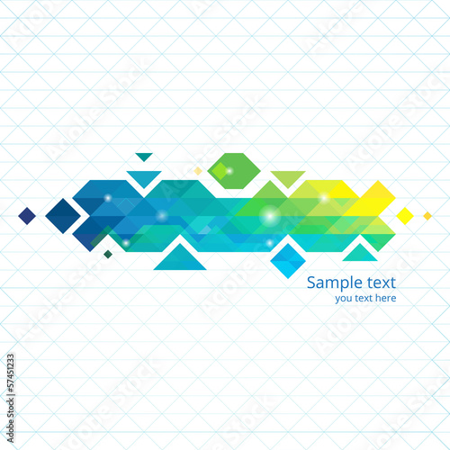 Color triangular sign with geometric grid background