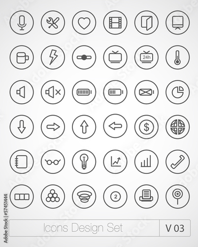 Vector thin icons set. Simple line icons. Ultra thin. Volume 3 photo