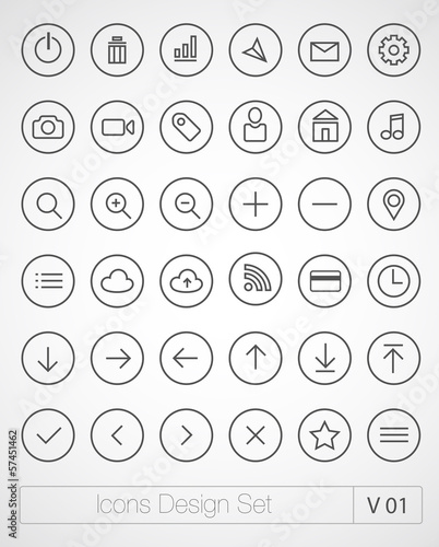 Vector thin icons set. Simple line icons. Ultra thin. Volume 1 photo