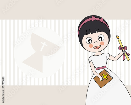First Communion Invitation Card. Girl