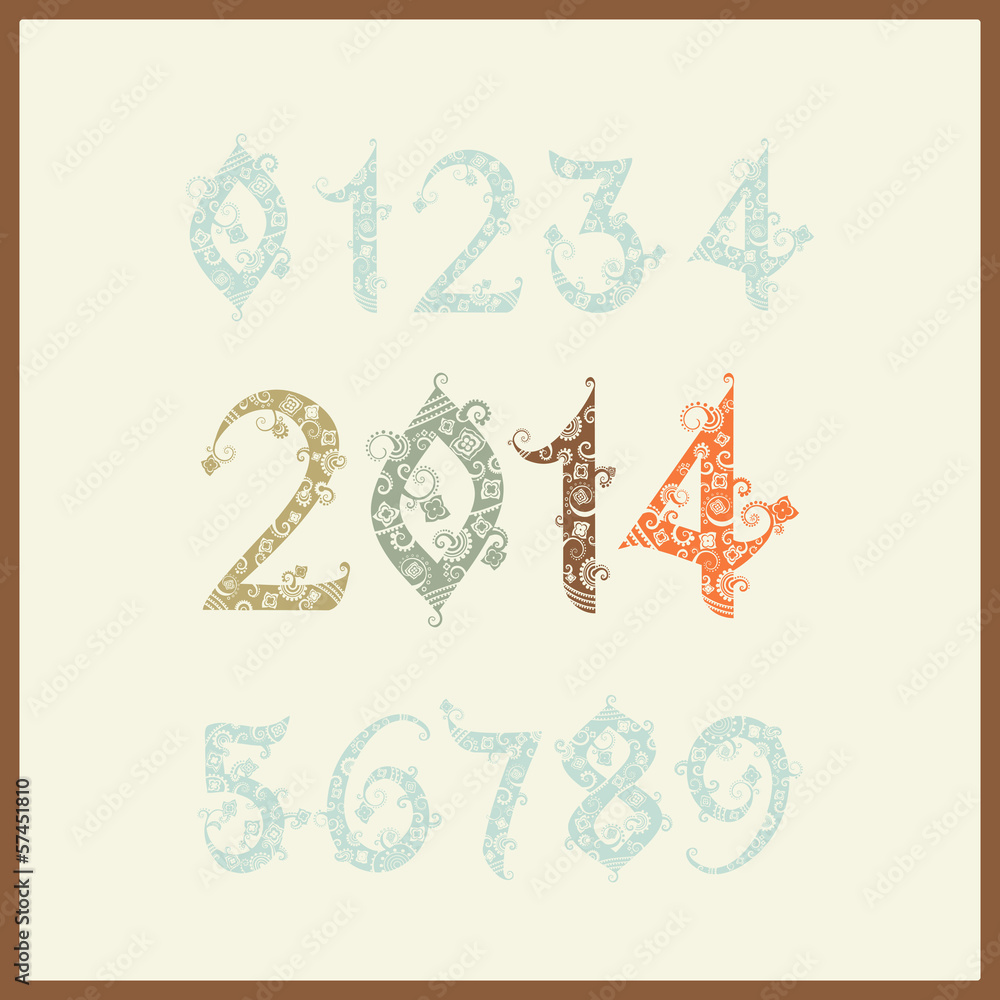 Fototapeta premium Vector New year 2014 (two thousand and thirteen). Set of stylize