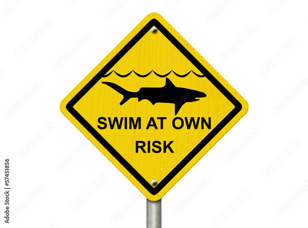 Use caution when swimming because sharks are present Use caution when swimming because sharks are present
