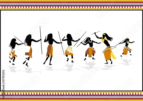 African hunters. Tribal dance background