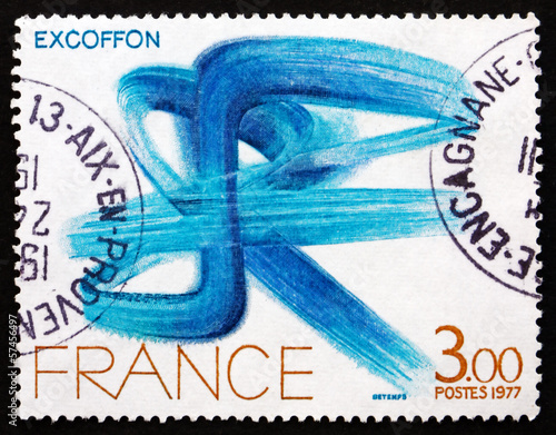 Postage stamp France 1977 Abstract, Painting by Roger Excoffon