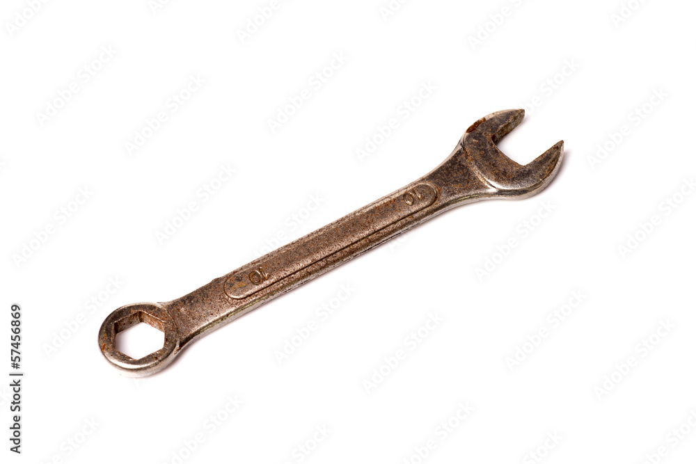 Stainless steel wrench on white background Stainless steel wrench on white background