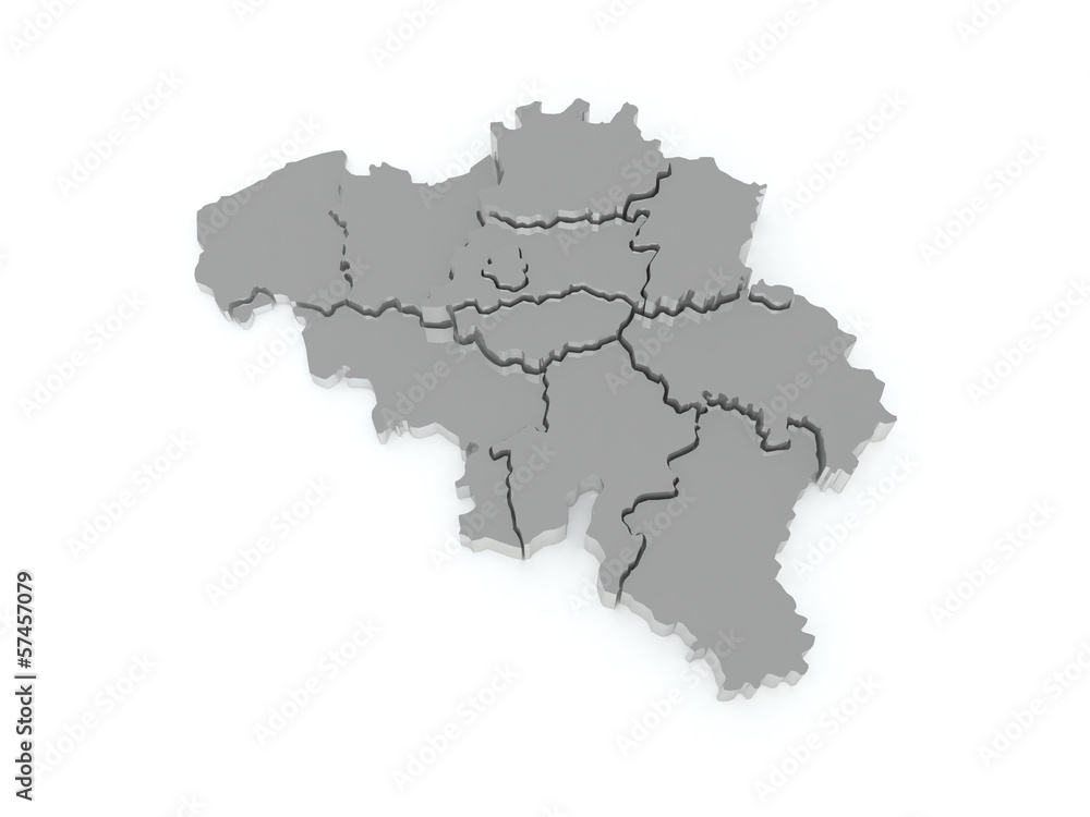 Three-dimensional map of Belgium.