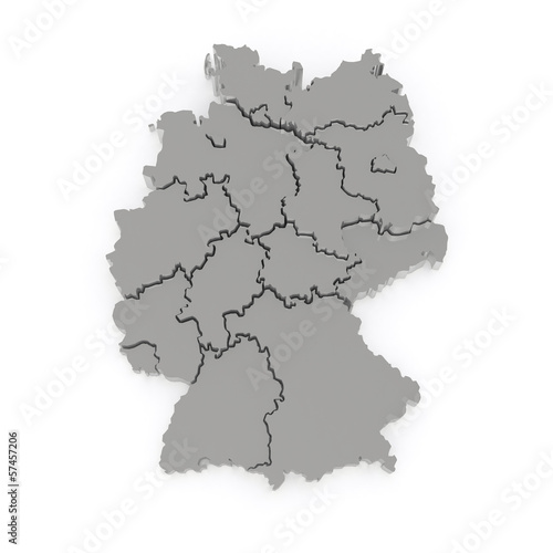 Three-dimensional map of Germany.