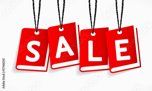 Red vector sale book labels isolated on a whiteboard