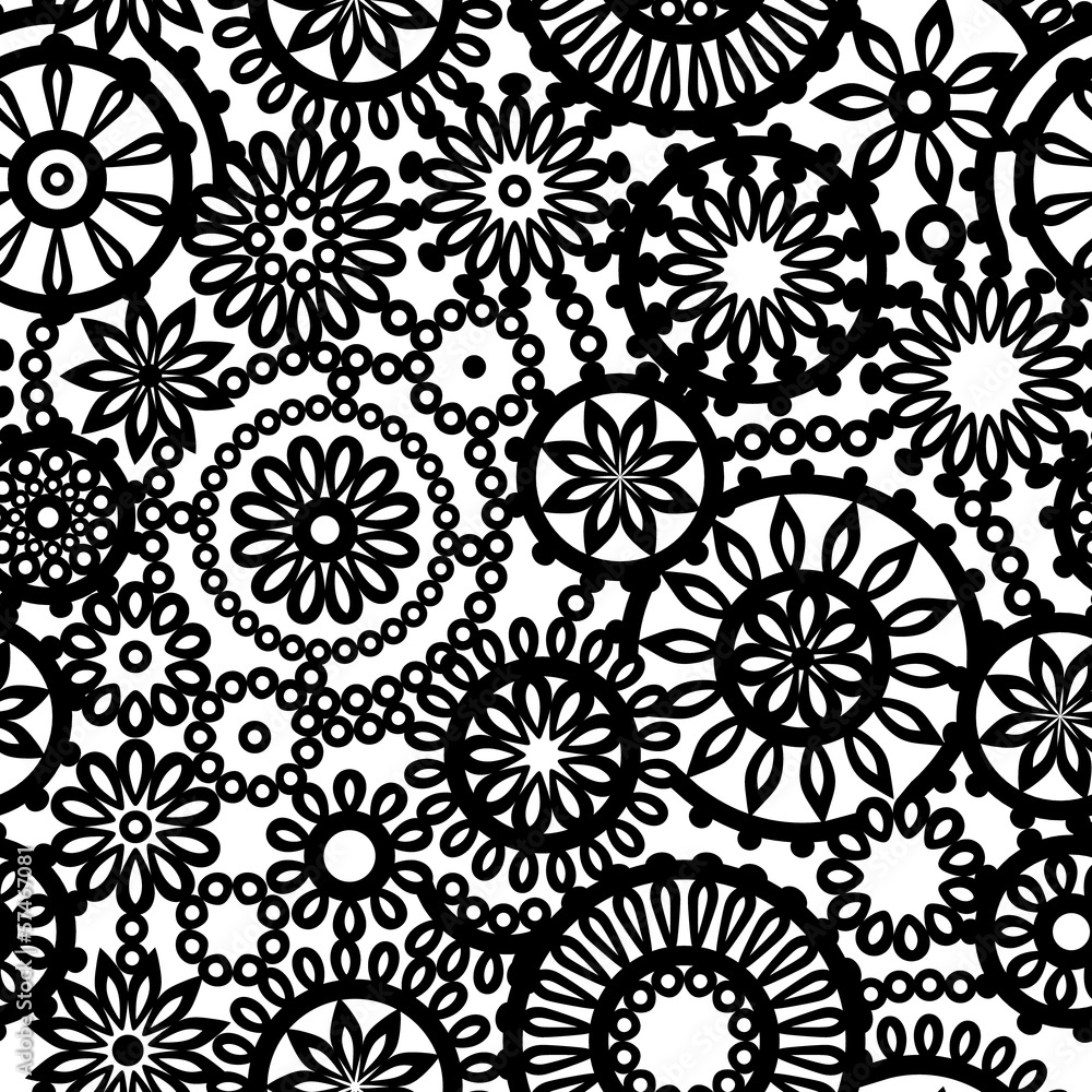 Black and white abstract lace seamless pattern, vector