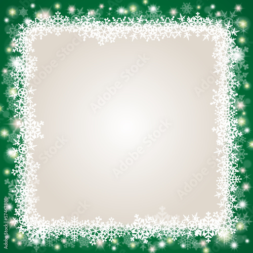 Winterlicher, quadratischer Hintergrund mit Eisblumen, grün