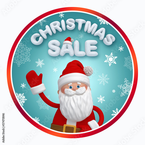 Christmas sale promoting banner with Santa Claus