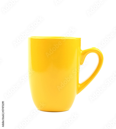 Yellow cup. Close up.