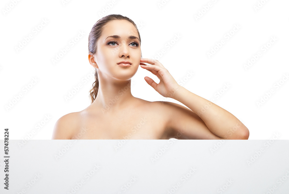 Beautiful face of woman with clean skin isolated Beautiful face of woman with clean skin isolated