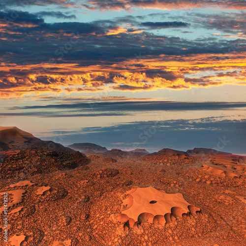 Virtual landscape with clouds