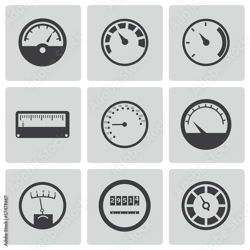 Vector black meter icons set