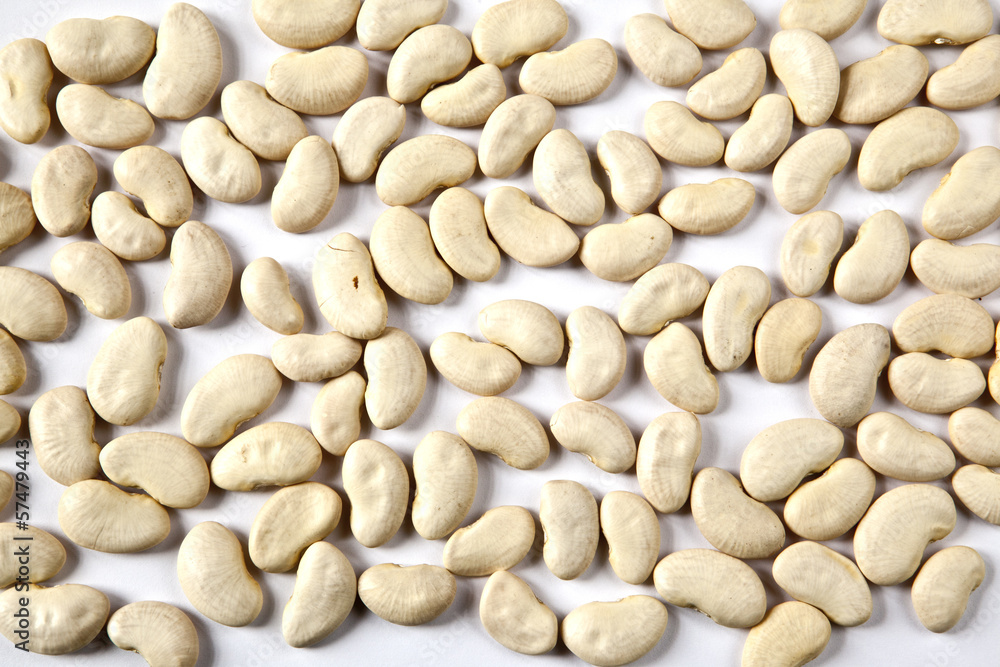 White kidney beans on white background White kidney beans on white background