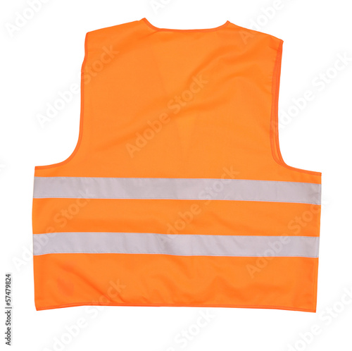 Back view of safety orange vest.