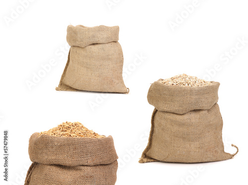 Collage of bags with grain.